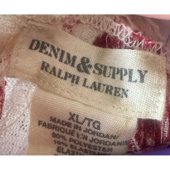 Denim & Supply Ralph Lauren Floral Lace Sheer Flowy Blouse Boho Red Size XL - Picture 7 of 7